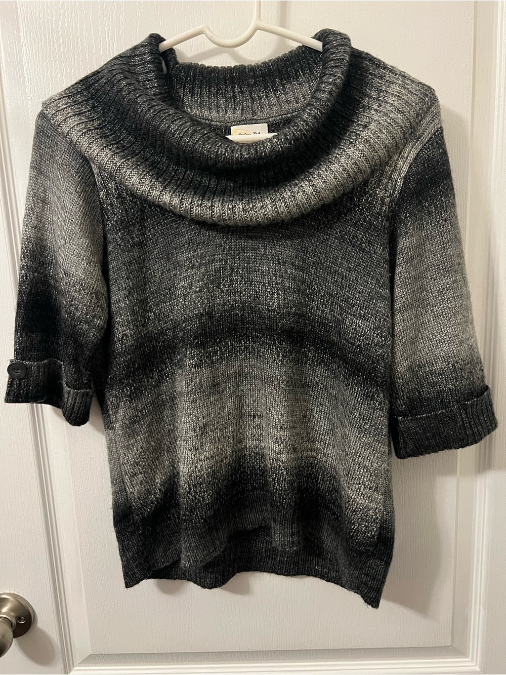 Ruby Rd. Black and Gray Ombre Cowl Neck Sweater